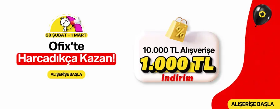 Haftasonuna Özel 10.000 TL ve Üzeri Alışverişe ANINDA 1.000 TL İNDİRİM!!!
