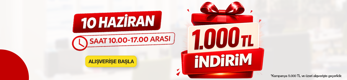 Bugün 10:00 - 17:00 Saatleri Arası Yapacağınız 5.000 TL ve Üzeri Alışverişinize ANINDA 1.000 TL İNDİRİM!!!HERO