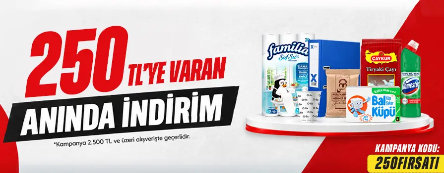 2.500 TL ve Üzeri Alışverişlerde 250 TL'ye Varan İNDİRİM Fırsatı!