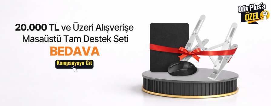 20.000 TL ve Üzeri Alışverişe Masaüstü Tam Destek Seti - Mouse Pad - Mouse - Notebook Standı BEDAVA!