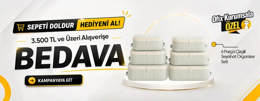 3.500 TL ve Üzeri Alışverişinize 6 Parça Çizgili Seyahat Organizer Seti BEDAVA!