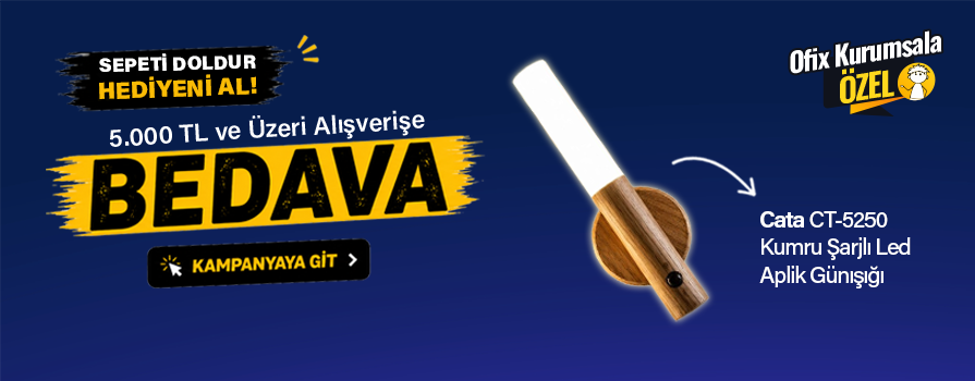 5.000 TL ve Üzeri Alışverişinize Şarjlı Led Aplik Günışığı BEDAVA!