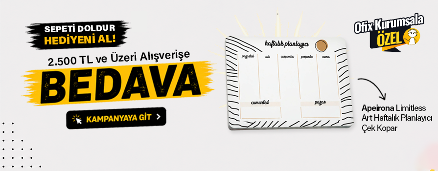2.500 TL ve Üzeri Alışverişinize Haftalık Planlayıcı BEDAVA!