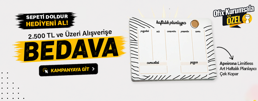2.500 TL ve Üzeri Alışverişinize Haftalık Planlayıcı BEDAVA!