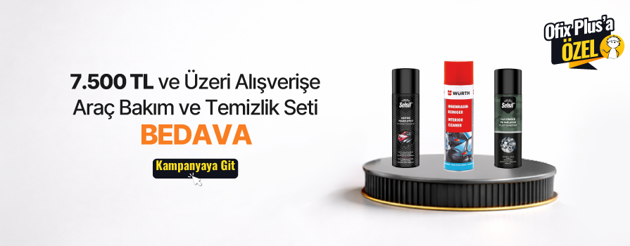 7.500 TL ve Üzeri Alışverişinize Araç Bakım ve Temizlik Seti BEDAVA!