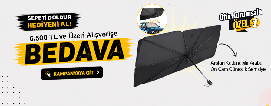 6.500 TL ve Üzeri Alışverişinize Katlanabilir Araba Ön Cam Güneşlik Şemsiye BEDAVA!