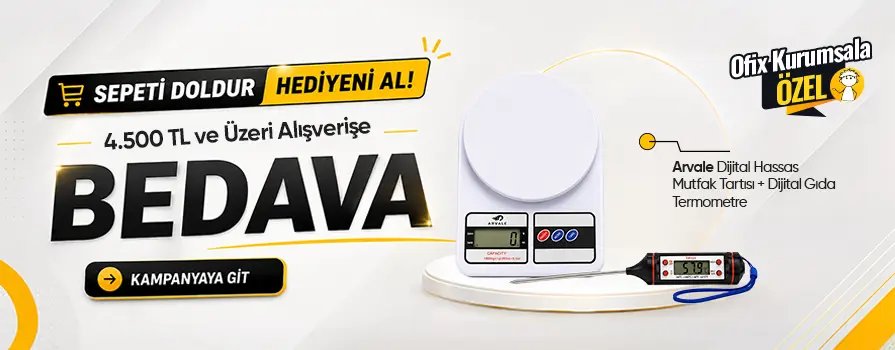 4.500 TL ve Üzeri Alışverişinize Arvale Dijital Hassas Mutfak Tartısı + Dijital Gıda Termometre BEDAVA!
