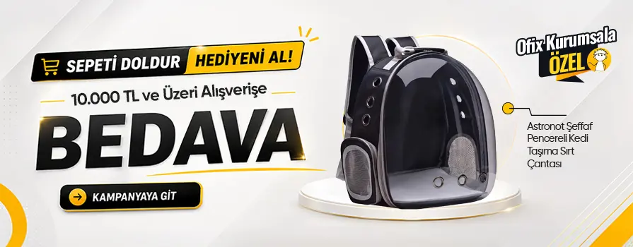 10.000 TL ve Üzeri Alışverişinize Şeffaf Pencereli Kedi Taşıma Sırt Çantası BEDAVA!