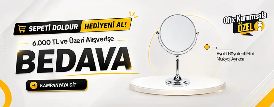 6.000 TL ve Üzeri Alışverişinize Ayaklı Büyüteçli Mini Makyaj Aynası BEDAVA!