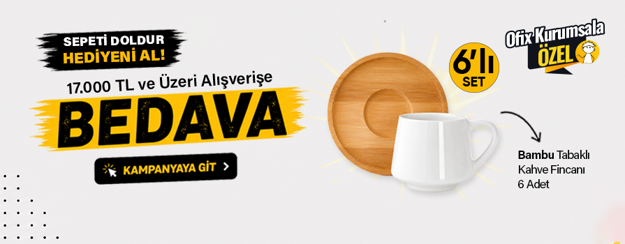 17.000 TL ve Üzeri Alışverişinize Bambu Tabaklı Kahve Fincanı 6'lı Set BEDAVA!