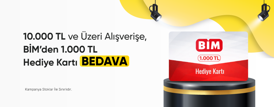Mayıs Ayı’nda 10.000 TL ve Üzeri Alışverişe 1.000 TL Değerinde BİM Hediye Kartı Bedava!!