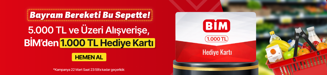 5.000 TL ve Üzeri Alışverişe 1.000 TL BİM Hediye Çeki BEDAVA – Bayramda da Geçerli!HERO
