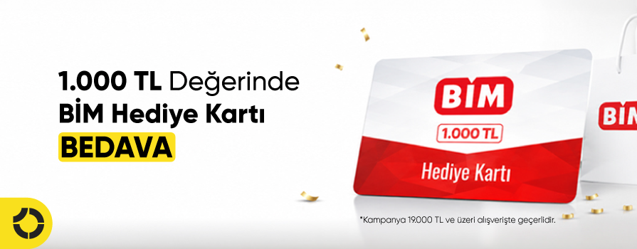 Temmuz Ayı’nda 19.000 TL ve Üzeri Alışverişe 1.000 TL Değerinde BİM Hediye Kartı Bedava!!