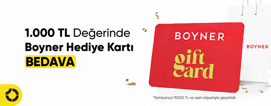 Temmuz Ayı’nda 19.000 TL ve Üzeri Alışverişe 1.000 TL Değerinde BOYNER Hediye Kartı Bedava!!