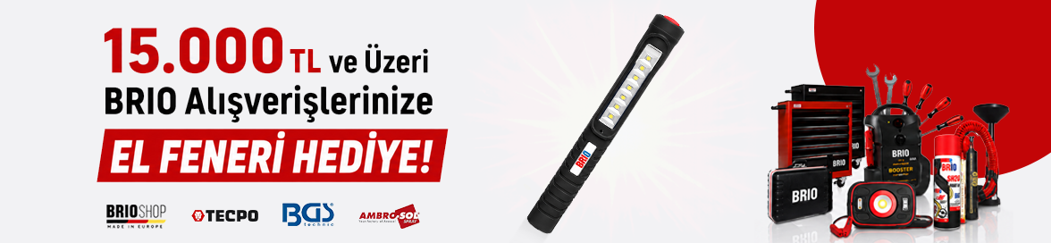 15.000 TL ve Üzeri Brio Markalı Ürünler Alışverişinize Brio Led Şarjlı Kalem Lamba BEDAVA!HERO