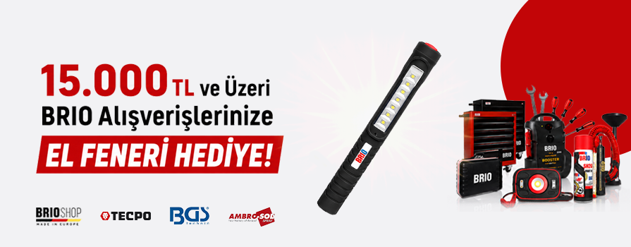 15.000 TL ve Üzeri Brio Markalı Ürünler Alışverişinize Brio Led Şarjlı Kalem Lamba BEDAVA!