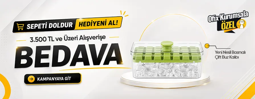 3.500 TL ve Üzeri Alışverişinize Yeni Nesil Basmalı Çift Buz Kalıbı BEDAVA!