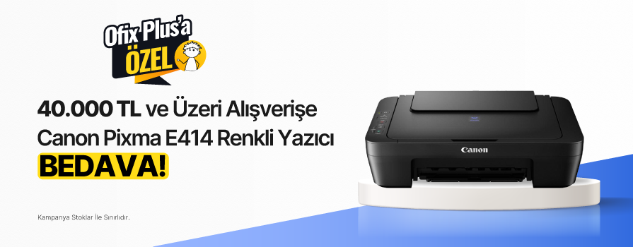 40.000 TL ve Üzeri Alışverişe Canon Pixma E414 Çok Fonksiyonlu Renkli Mürekkep Yazıcı BEDAVA!