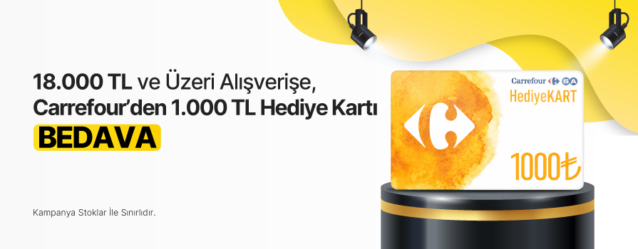 18.000 TL ve Üzeri Alışverişe 1.000 TL Değerinde CARREFOUR Hediye Kartı BEDAVA!!