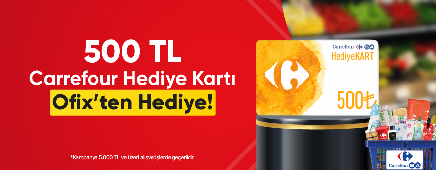 5.000 TL ve üzeri alışverişe 500 TL Carrefour Hediye Kartı!