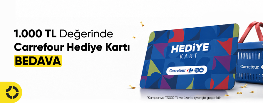 Eylül Ayında 17.000 TL ve Üzeri Alışverişe 1.000 TL Değerinde Carrefour Hediye Kartı!