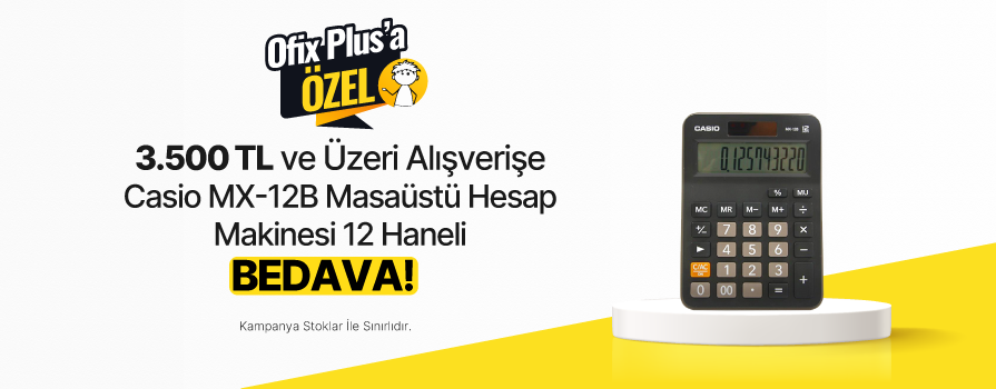3.500 TL ve Üzeri Alışverişe Casio MX-12B Masaüstü Hesap Makinesi 12 Haneli BEDAVA!	