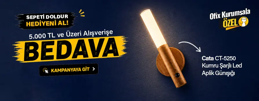 5.000 TL ve Üzeri Alışverişinize Şarjlı Led Aplik Günışığı BEDAVA!