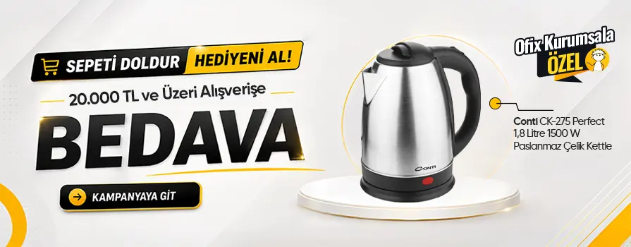 20.000 TL ve Üzeri Alışverişinize Paslanmaz Çelik Kettle BEDAVA!