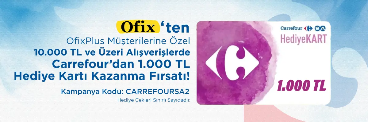 10.000 TL ve Üzeri Alışverişlerde 1.000 TL CarrefourSA Hediye Kartı Kazanma Fırsatı!