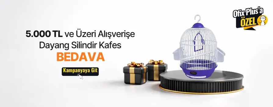 5.000 TL ve Üzeri Alışverişe Silindir Kafes Küçük Renkli 23x35 BEDAVA!