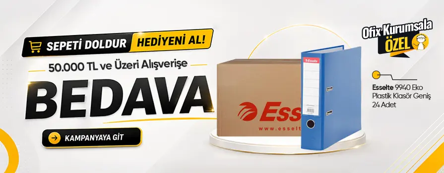 50.000 TL ve Üzeri Alışverişinize Esselte 9940 Eko Plastik Klasör Geniş 24 Adet - Mavi BEDAVA!