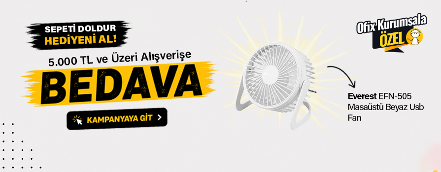 5.000 TL ve Üzeri Alışverişinize Masaüstü Beyaz Usb Fan BEDAVA!