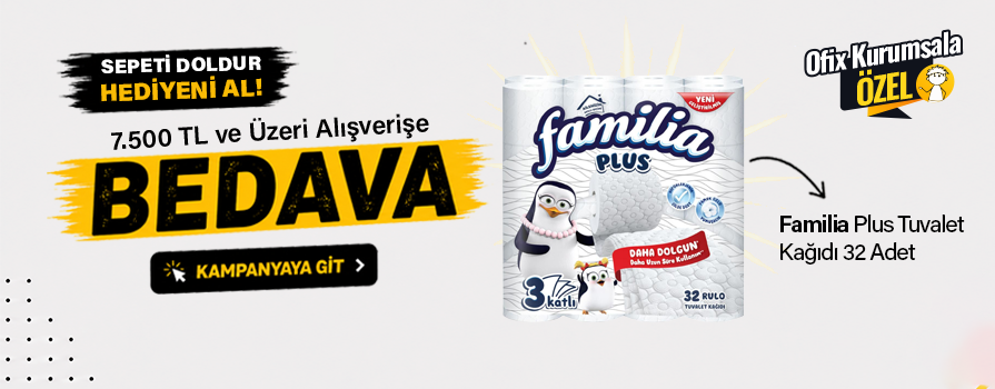 7.500 TL ve Üzeri Alışverişinize Familia Plus Tuvalet Kağıdı Üç Katlı - 32 Adet BEDAVA!