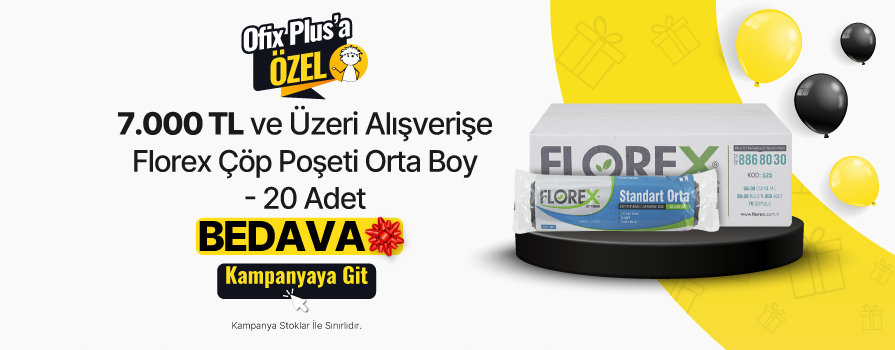 7.000 TL ve Üzeri Alışverişe Florex 525 Standart Çöp Poşeti Orta Boy 55 x 60 cm 20 Adet x 50 Rulo - Siyah BEDAVA!