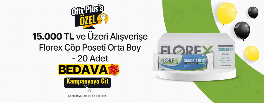 7.000 TL ve Üzeri Alışverişe Florex 525 Standart Çöp Poşeti Orta Boy 55 x 60 cm 20 Adet x 50 Rulo - Siyah BEDAVA!