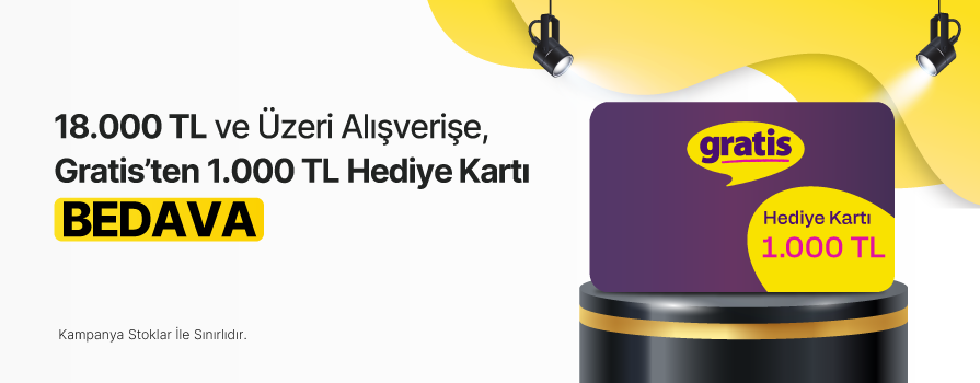 18.000 TL ve Üzeri Alışverişe 1.000 TL Değerinde GRATİS Hediye Kartı BEDAVA!