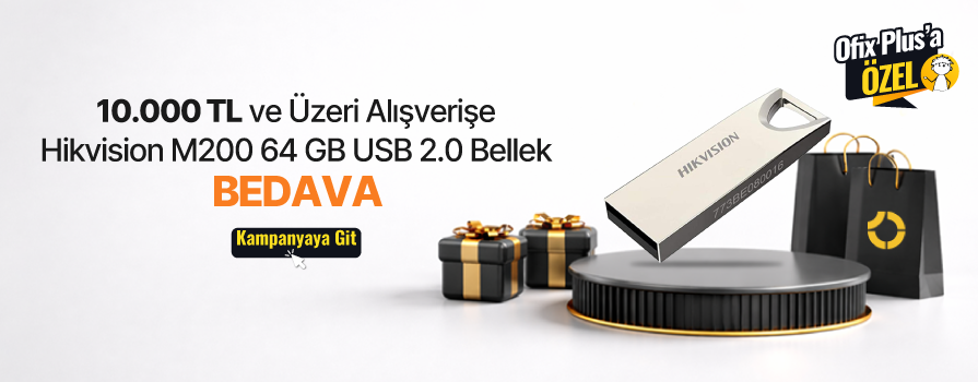10.000 TL ve Üzeri Alışverişe Hikvision M200 64 GB USB 2.0 Bellek BEDAVA!
