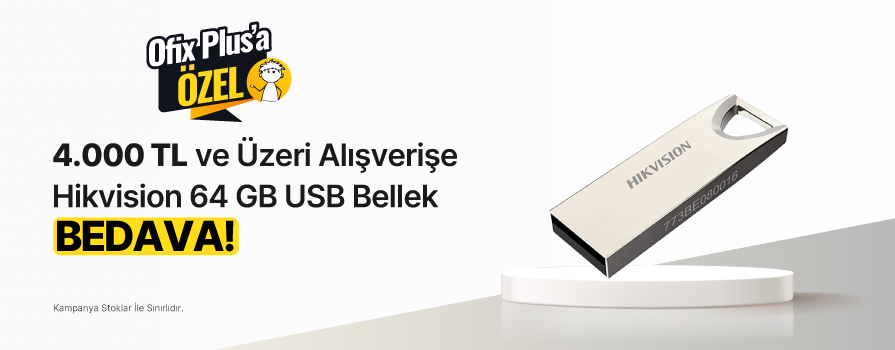4.000 TL ve Üzeri Alışverişe Hikvision M200 64 GB USB 2.0 Bellek BEDAVA!