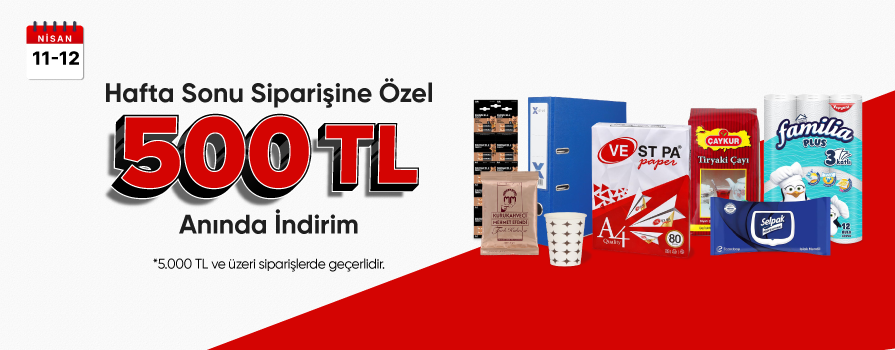 11-12 Nisan Haftasonuna Özel 5.000 TL ve Üzeri Alışverişe ANINDA 500 TL İNDİRİM!!!