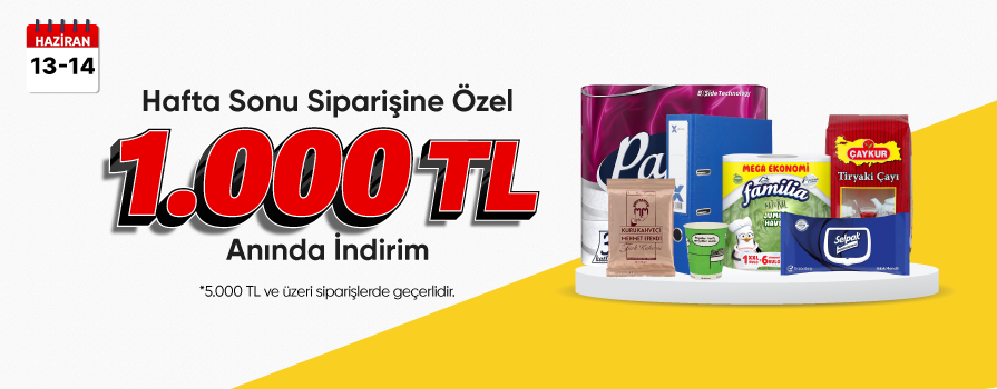 13-14 Haziran Hafta Sonuna Özel 5.000 TL ve Üzeri Alışverişlerde ANINDA 1.000 TL İNDİRİM!