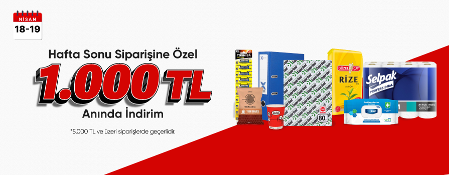 18-19 Nisan Haftasonuna Özel 5.000 TL ve Üzeri Alışverişe ANINDA 1.000 TL İNDİRİM!!!