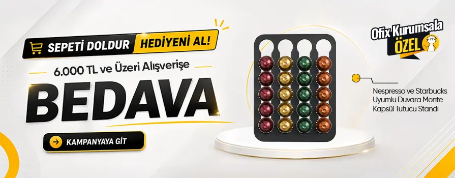 6.000 TL ve Üzeri Alışverişinize Nespresso ve Starbucks Uyumlu Duvara Monte Kapsül Tutucu Standı BEDAVA!