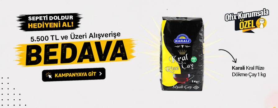 5.000 TL ve Üzeri Alışverişinize Karali Kral Rize Dökme Çay 1 kg BEDAVA!