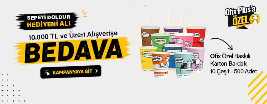 10.000 TL ve Üzeri Alışverişinize Ofix Karton Bardak Özel Baskılı 7 oz 180 ml 50 Adet / 10 Çeşit - 500 Adet BEDAVA!