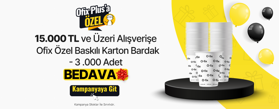 15.000 TL ve Üzeri Alışverişe Ofix Karton Bardak Özel Baskılı 7 oz 180 ml (3.7 g) 3.000 Adet - 1 Koli BEDAVA!