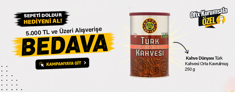 5.000 TL ve Üzeri Alışverişinize Kahve Dünyası Türk Kahvesi Orta Kavrulmuş 250 g BEDAVA!