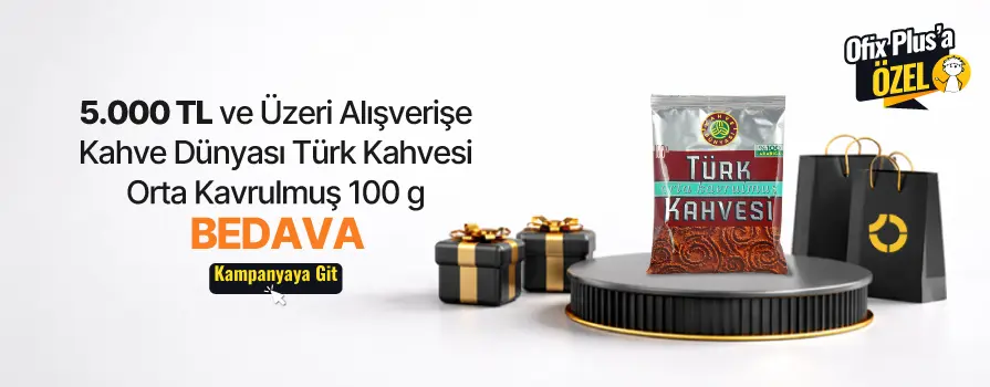 2.500 TL ve Üzeri Alışverişe Kahve Dünyası Türk Kahvesi Orta Kavrulmuş 100 g BEDAVA!