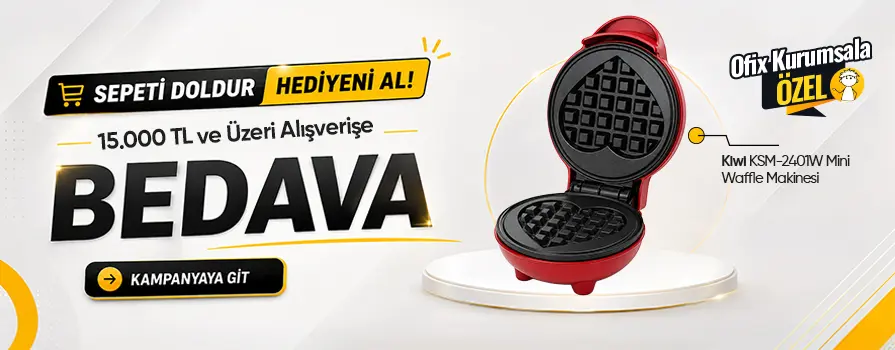 15.000 TL ve Üzeri Alışverişinize Kiwi Mini Waffle Makinesi BEDAVA!