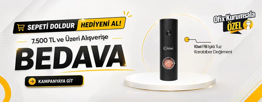 7.500 TL ve Üzeri Alışverişinize Kiwi Pilli Işıklı Tuz Karabiber Değirmeni BEDAVA!