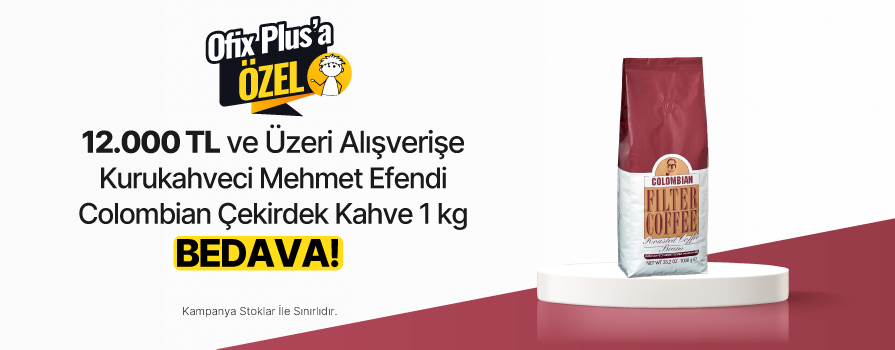 12.000 TL ve Üzeri Alışverişe Kurukahveci Mehmet Efendi Colombian Çekirdek Kahve 1 kg BEDAVA!